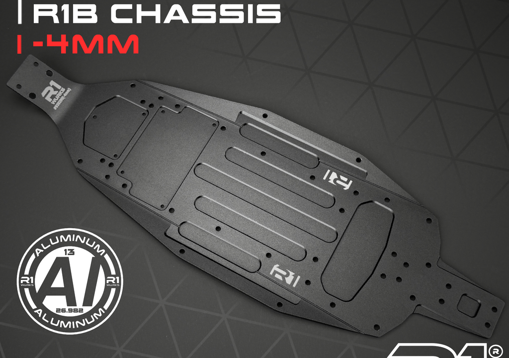 Châssis optionnel -4 mm R1 Wurks 920290 en aluminium 7075-T6 pour buggy R1B 1/10 2WD