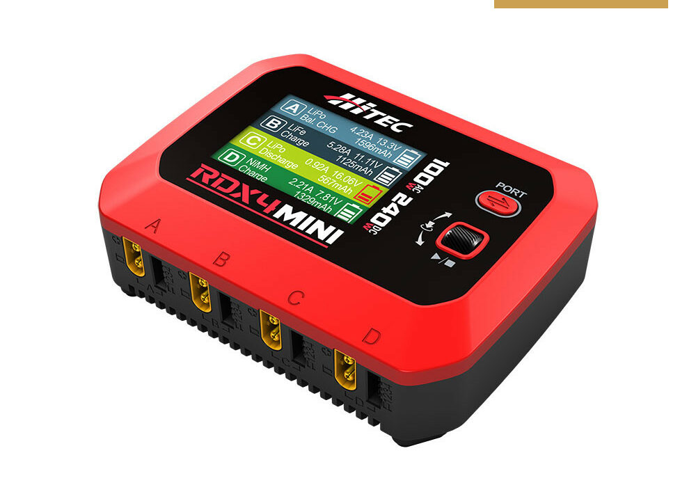 Chargeur Hitec RDX4 Mini quatre sorties avec écran couleur