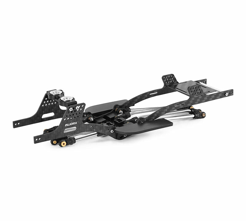 Châssis carbone LCG Injora pour Axial SCX24 1/24, empattement 155 mm, skid incliné 12°