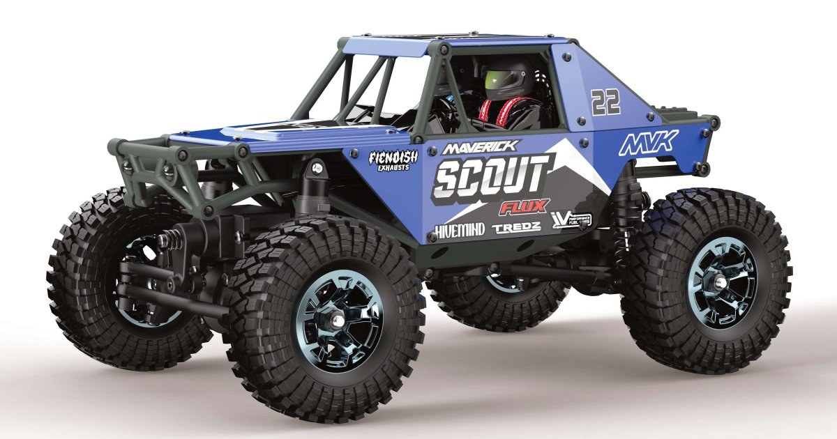 Maverick Scout24 Flux bleu, crawler RTR 1/24 à quatre roues directrices, kit 151303