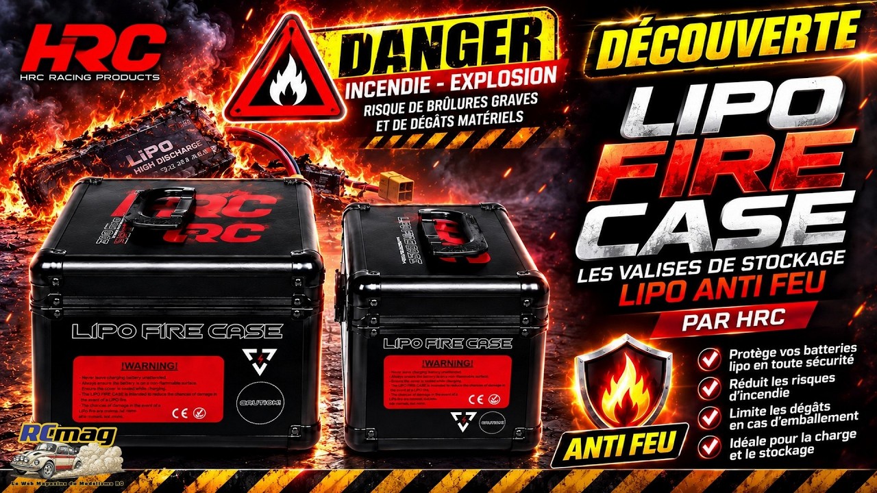 Valises anti-feu pour batteries LiPo HRC Racing testees par RCmag