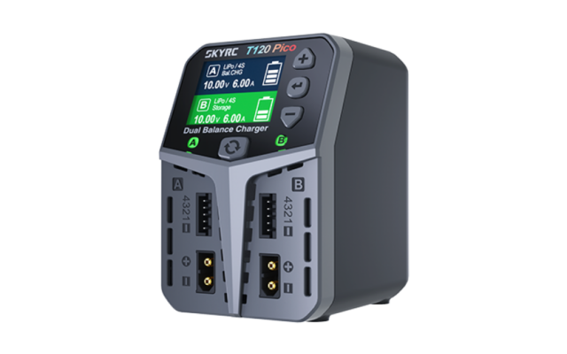 SkyRC T120 Pico : un chargeur double voie de 120 W dans 90 mm de large