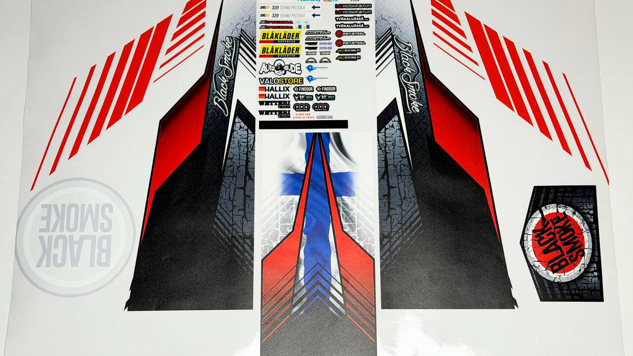 Carrosserie drift 1/10 APlastics x Black Smoke Mercedes 203.5 en livrée Black Smoke Racing