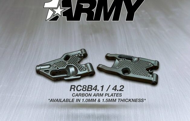 1Army lance des inserts de bras en carbone pour les buggys Team Associated RC8B4.1 et RC8B4.2