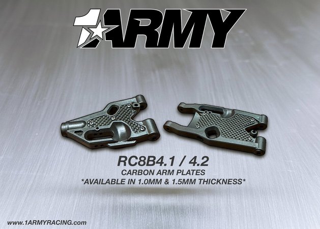 Inserts de bras en carbone 1Army pour buggy 1/8 Team Associated RC8B4.1 et RC8B4.2