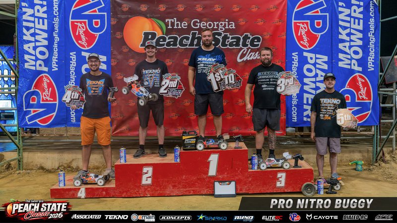 Buggy nitro 1/8 en pleine course lors du Peach State Classic 2026 en Géorgie, États-Unis