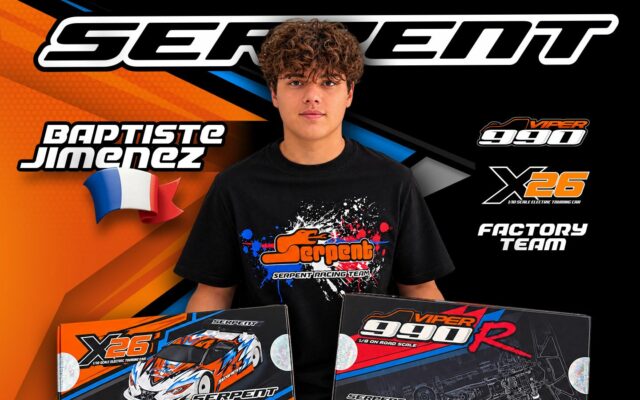 Baptiste Jimenez rejoint l&rsquo;écurie Serpent en on-road 1/8 et 1/10