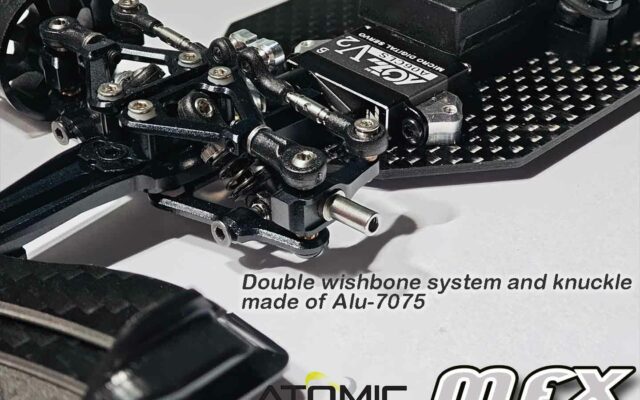 Atomic RC MFX : le châssis F1 1/28 de compétition à pod arrière sans biellette