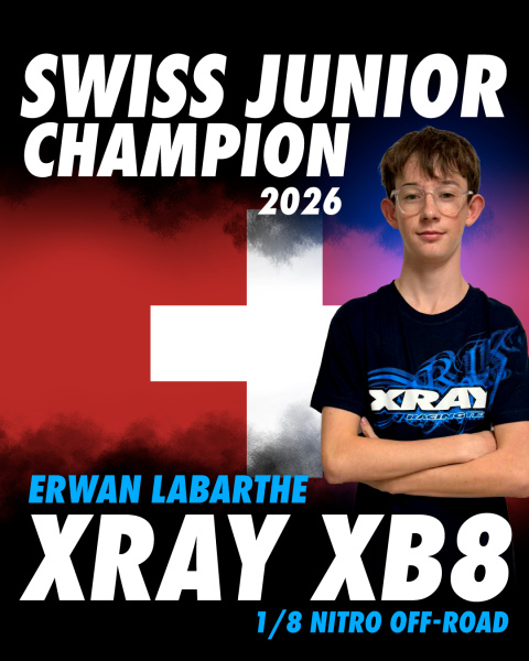Xray XB8 buggy nitro 1/8 piloté par Erwan Labarthe, Champion Suisse Junior 2026
