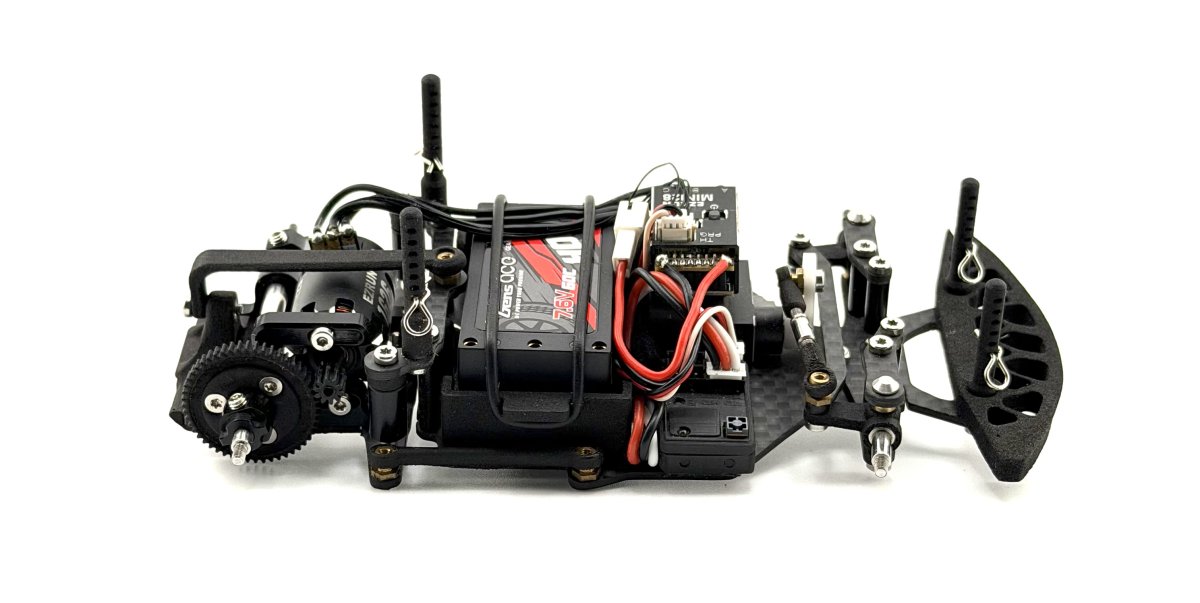 Kit de course Racing Bull Mini28 1/28 avec train avant rigide et pod arrière 3D Flex