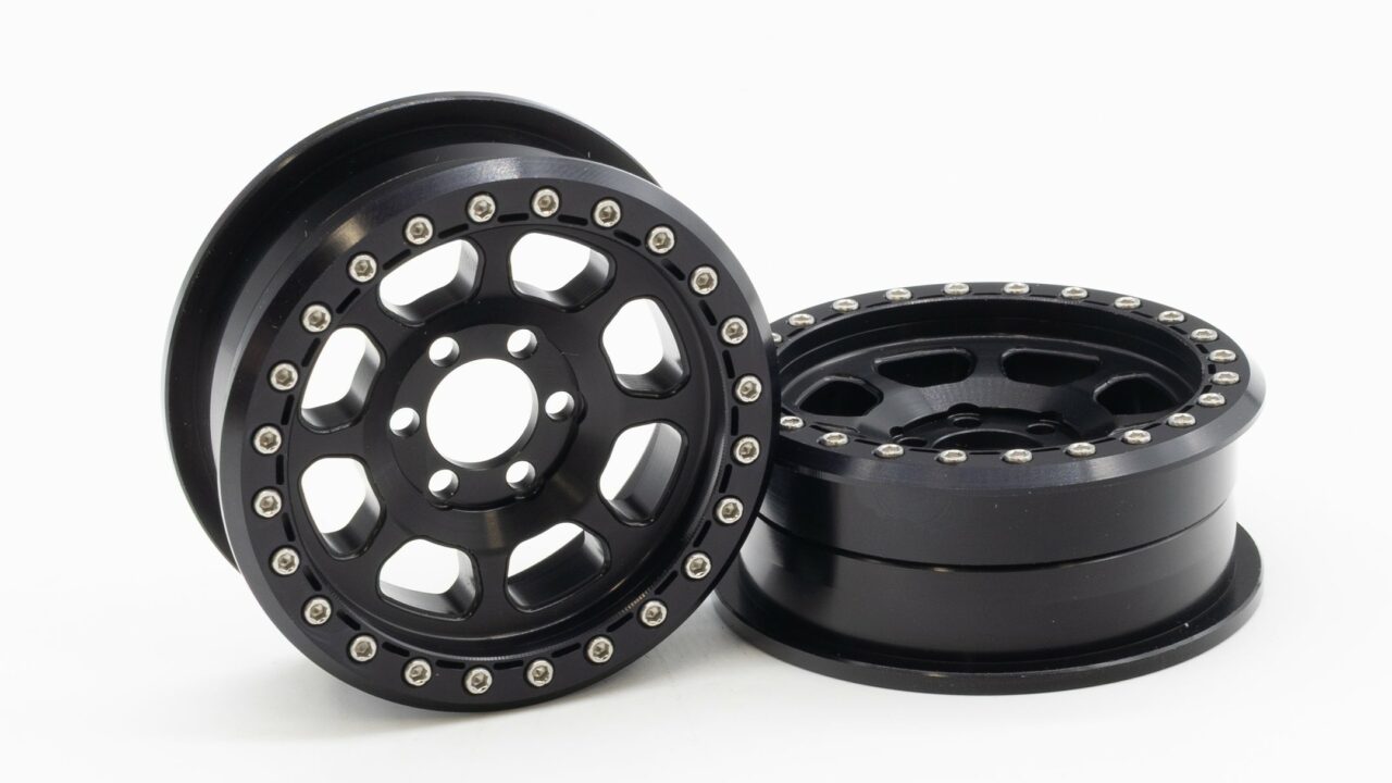 Jante beadlock aluminium Vanquish Battle Born Wheels 2.2 Delta noire pour crawler RC 1/10